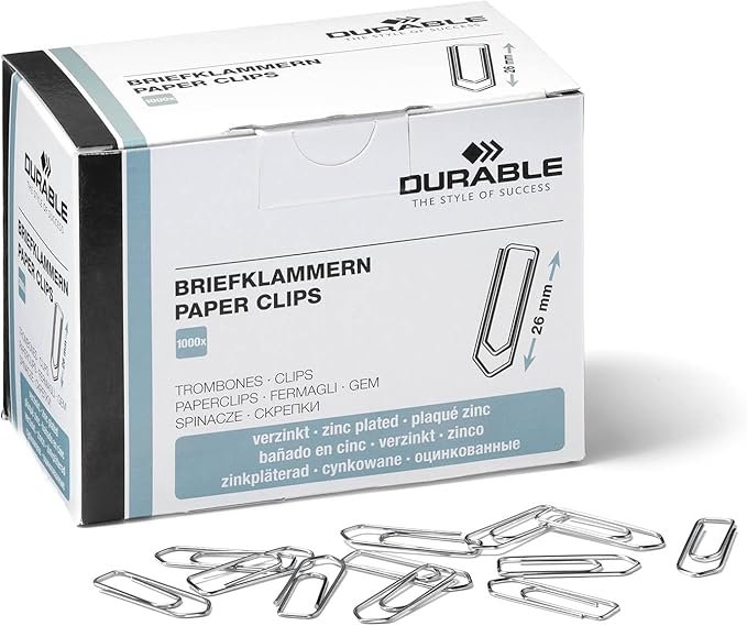 Durable paper clips, pack of 1000, galvanised – B003A69YB2