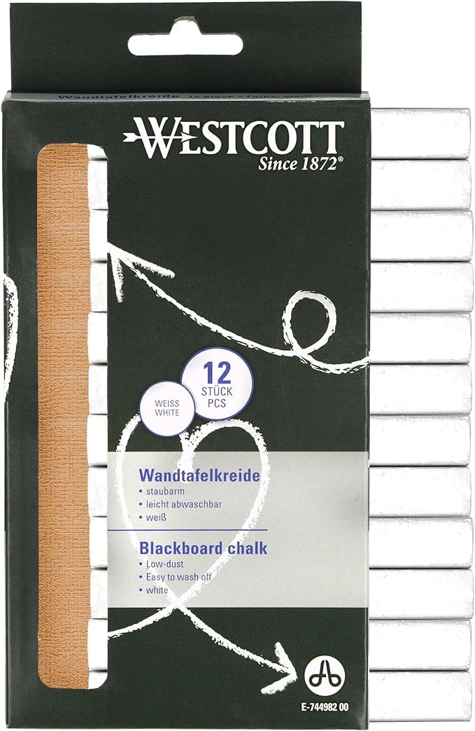 Westcott Chalk Pack of 12 White – B0CN9NPLXY